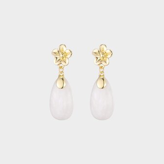 Oorbellen bloem druppel beige