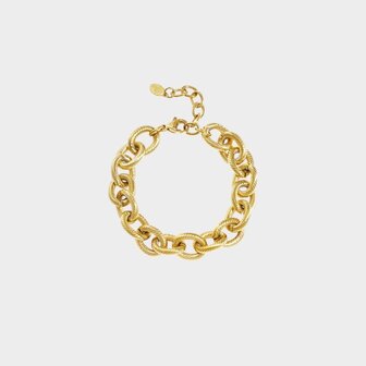 Armband schakel staal geribbeld