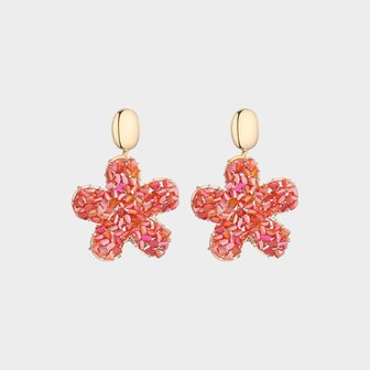 Oorbellen bloem gras oranje