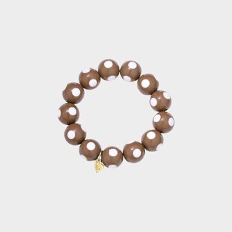 Armband kraal stip bruin