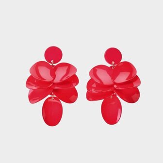 Oorbellen blad fuchsia