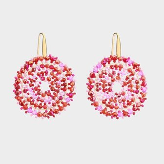 Oorbellen rozet haak fuchsia