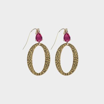 Oorbellen geborsteld fuchsia