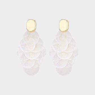 Oorbellen ruit schelp wit