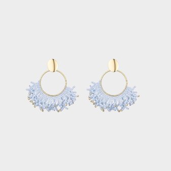 Oorbellen waaier kraal blauw