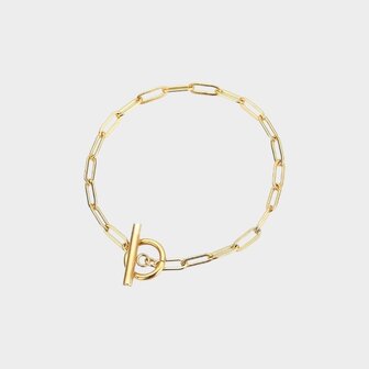 Armband schakel staal goud