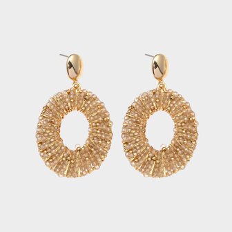 Oorbellen ovaal kraal taupe