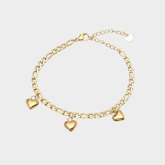 Armband staal bedel hart