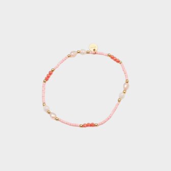 Armband glas kraal koraal