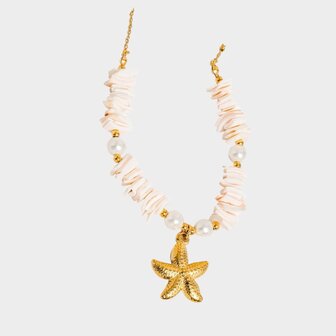 Ketting parel schelp roze