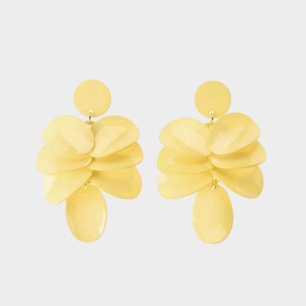 Oorbellen bladeren resin geel