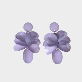 Oorbellen bladeren resin paars