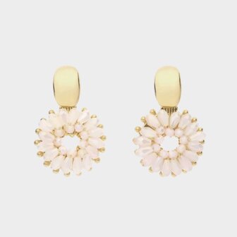 Oorbellen glas rond nude