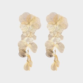 Oorbellen hanger bloemen staal