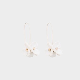 Oorbellen creool bloemen beige