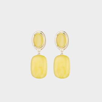 Oorbellen duo square geel