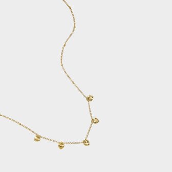Ketting staal hartjes goud