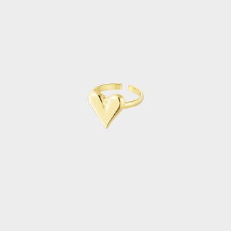 Gouden ring van stainless steel met hart one size