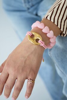 Armband boon staal roze