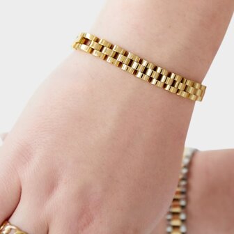 Armband schakel plat goud
