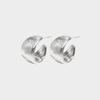 Oorbellen creool geborsteld zilver