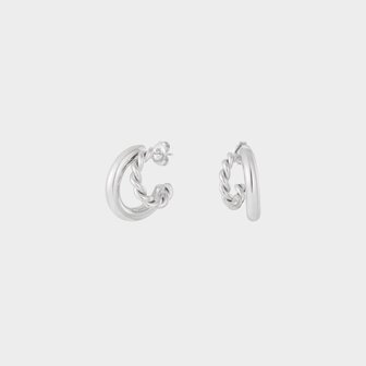 Oorbellen duo creool zilver