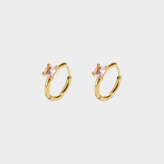 Oorbellen square crystal roze