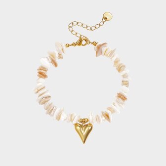 Armband steen hart beige