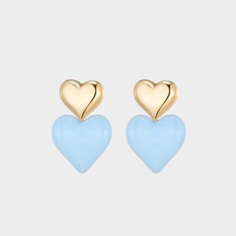 Oorbellen hart resin blauw