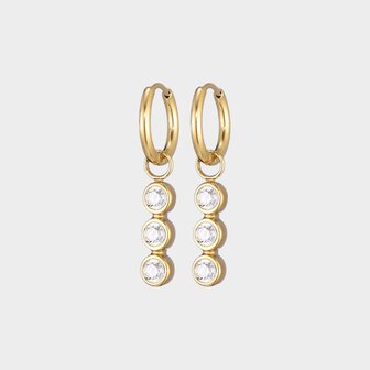 Oorbellen trio crystal wit