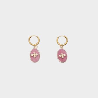Oorbellen ovaal bij roze