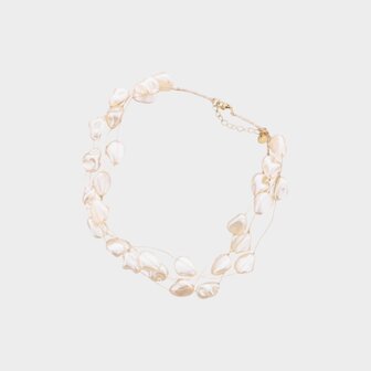 Ketting gevlochten parels beige
