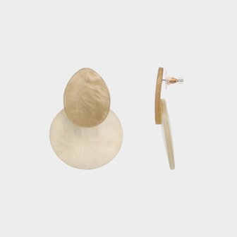 Oorbellen duo resin beige