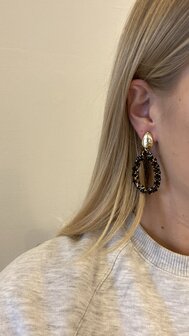 Oorbellen druppel Zirconia zwart