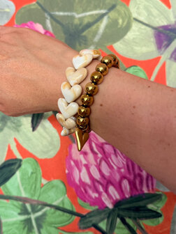 Armband staal bolletjes hart