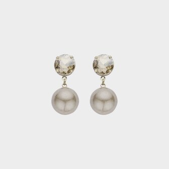 Oorbellen bol crystal grijs