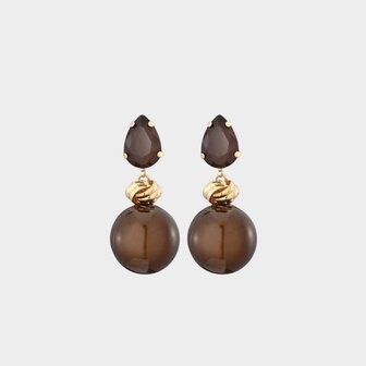 Oorbellen bol crystal bruin