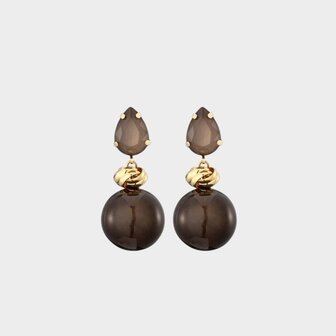 Oorbellen bol crystal taupe