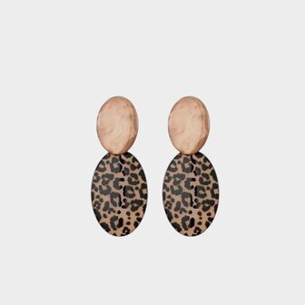 Oorbellen duo resin leopard
