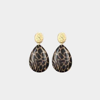 Oorbellen druppel leopard bruin