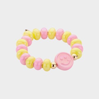Armband geel roze smiley