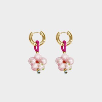 Oorbellen creool bloem lichtroze