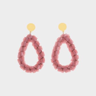 Oorbellen tube druppel roze