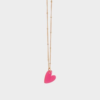 Ketting hart acryl fuchsia