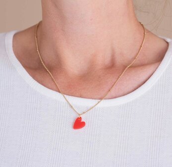 Ketting hart acryl rood