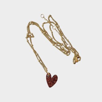 Ketting hart acryl bruin
