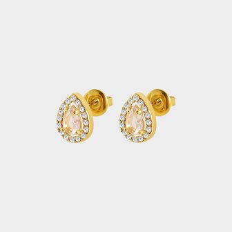 Oorbellen druppel zirconia wit