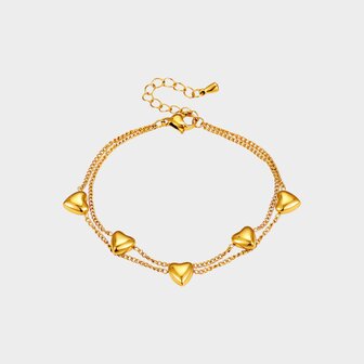 Armband dubbel hart staal