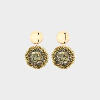 Oorbellen rond crystal groen