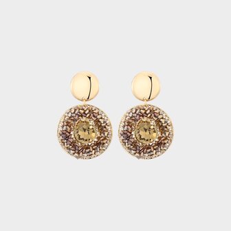 Oorbellen rond crystal grijs